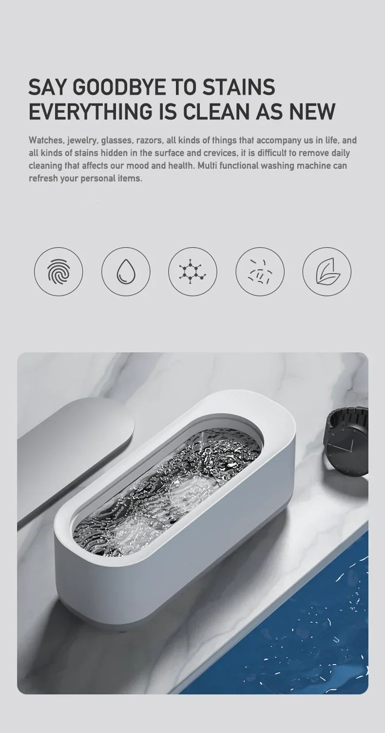 Ultrasonic Cleaner for Jewelry, Glasses, Watches & Makeup Brushes