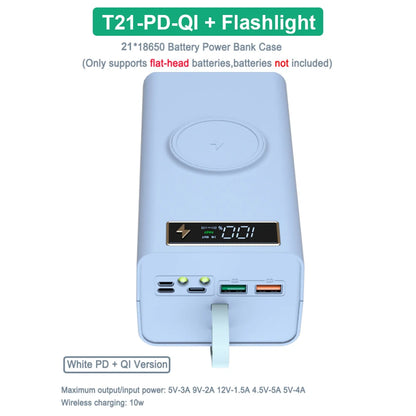 T21 18650 Battery Storage Case with Power Bank & Flashlight